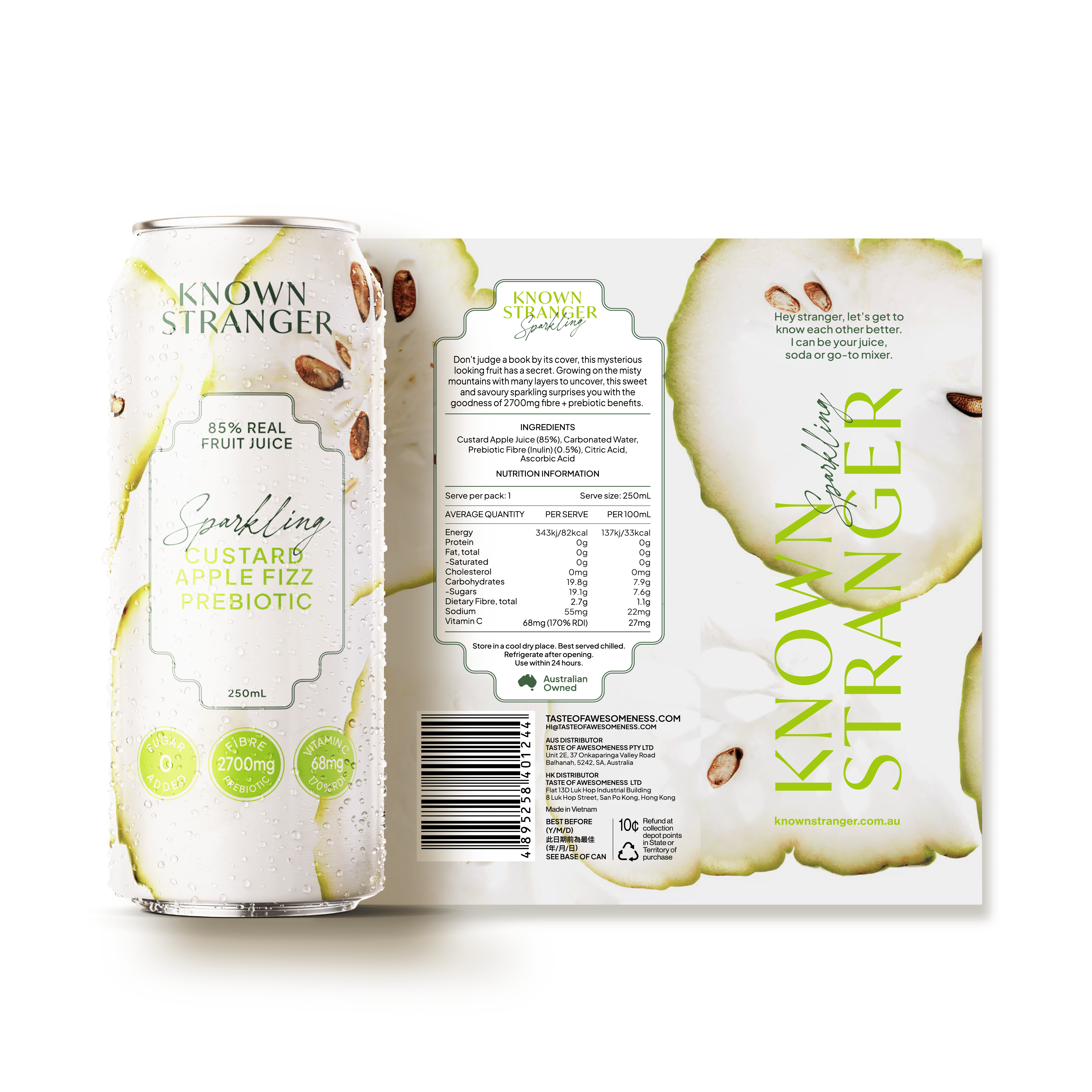 Prebiotic Sparkling Juice - Custard Apple Fizz - Taste of Awesomeness